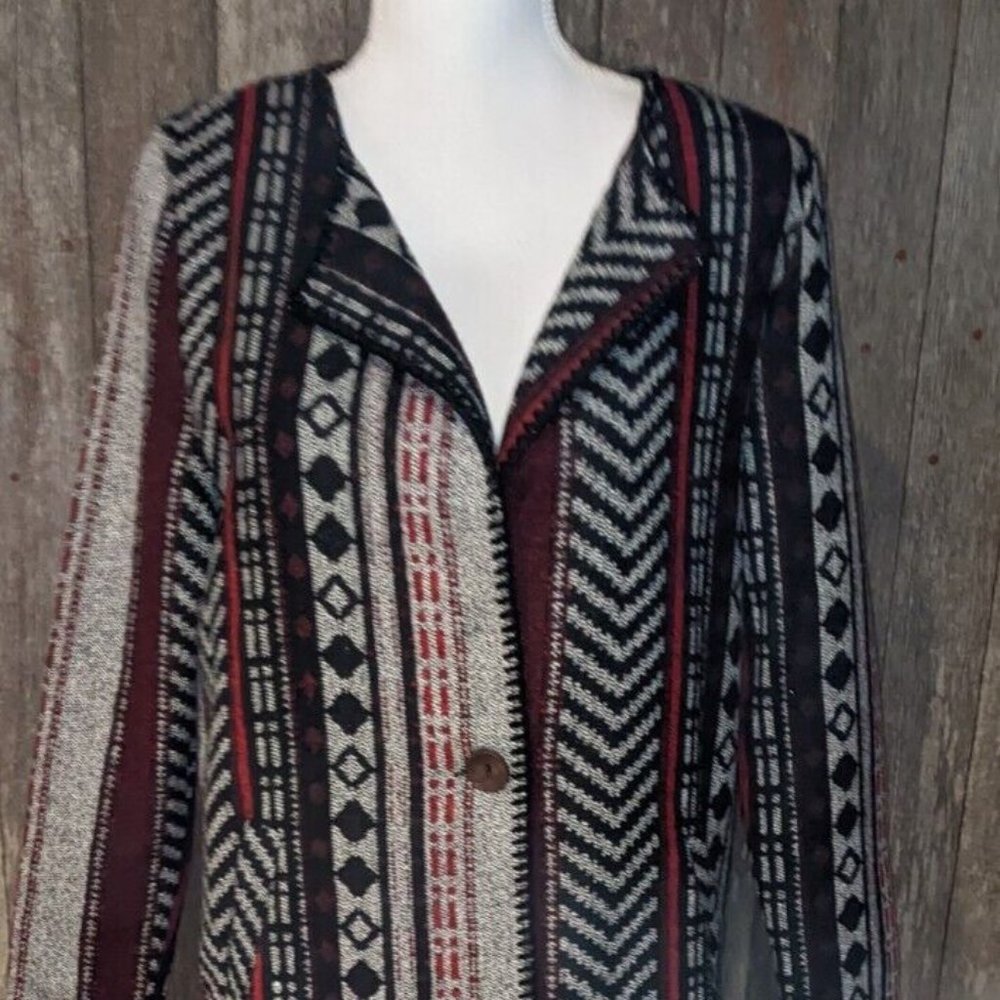 ANAMA Anthropologie Women's S Long Wool Blend Jacket Southwestern Pattern NWT